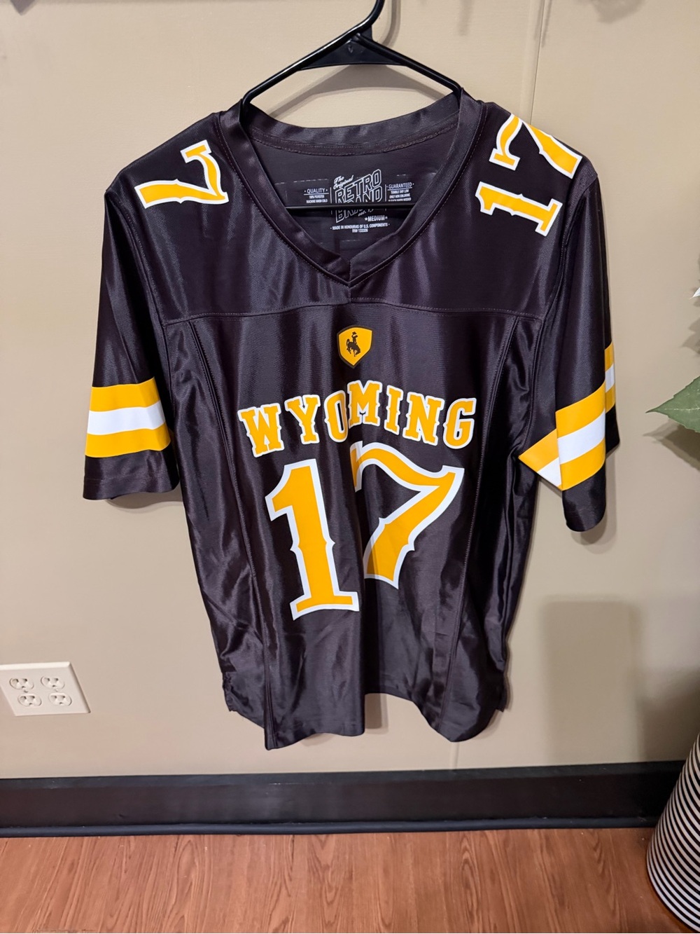 Ash Black & Gold Wyoming Number 17 Lightweight Jersey Shirt Jacket Josh Allen